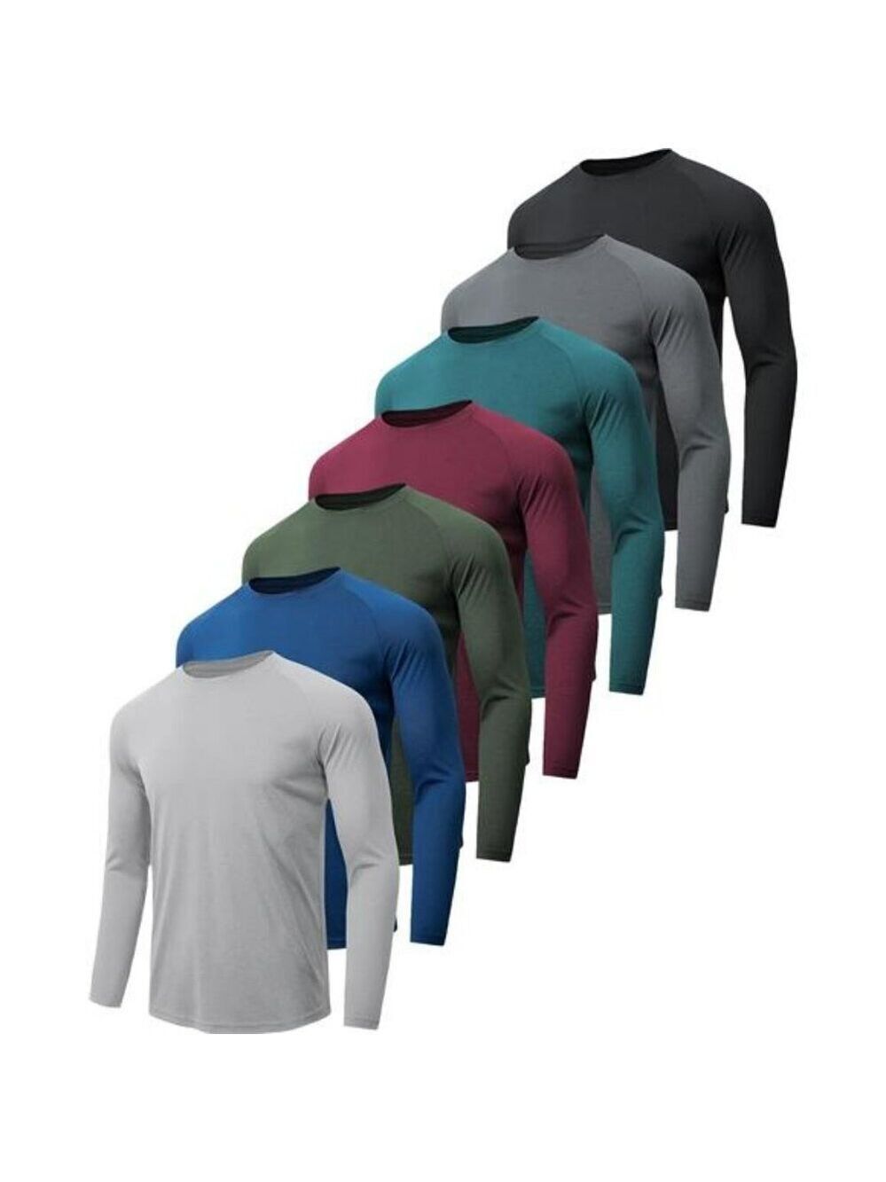 Mens Long Sleeve Workout Shirts Quick Dry Moisture Wicking UPF 50+ Tees